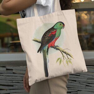 Paradise Parrot Vintage Print Graphic Canvas Tote Bag